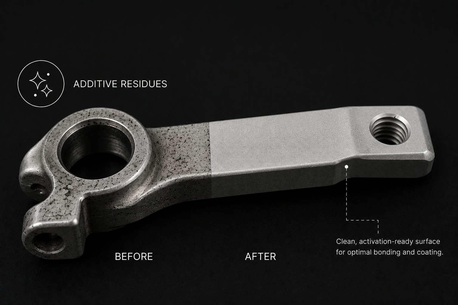 Additive residues cleaned surface