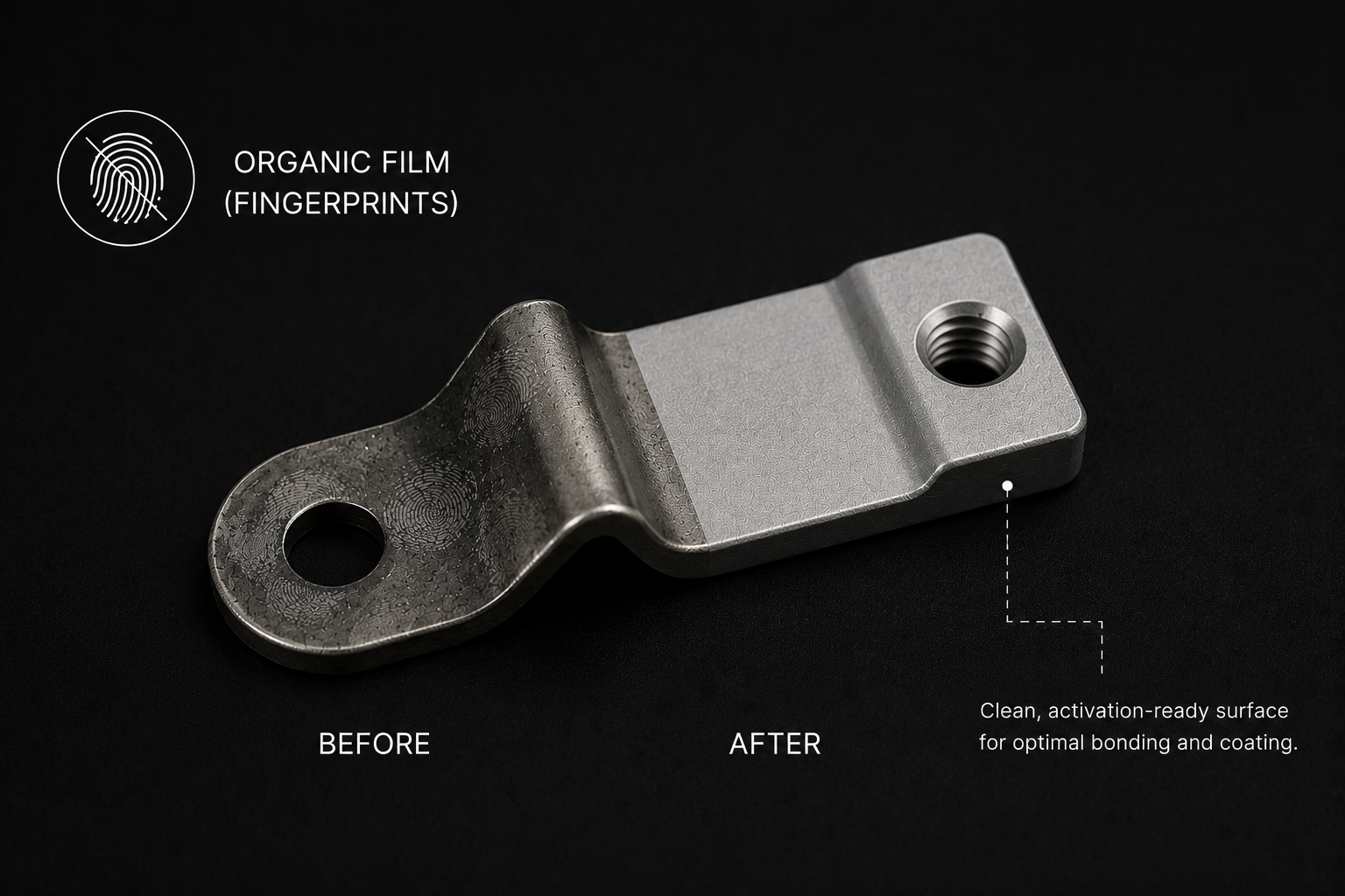 Organic film fingerprints cleaned surface