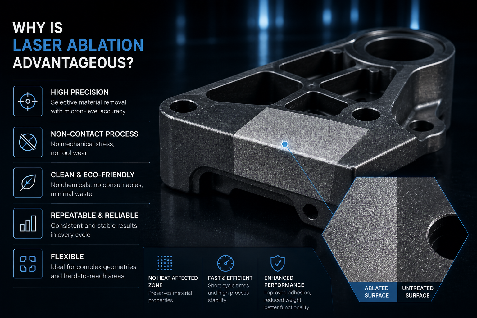 Laser ablation high precision material removal
